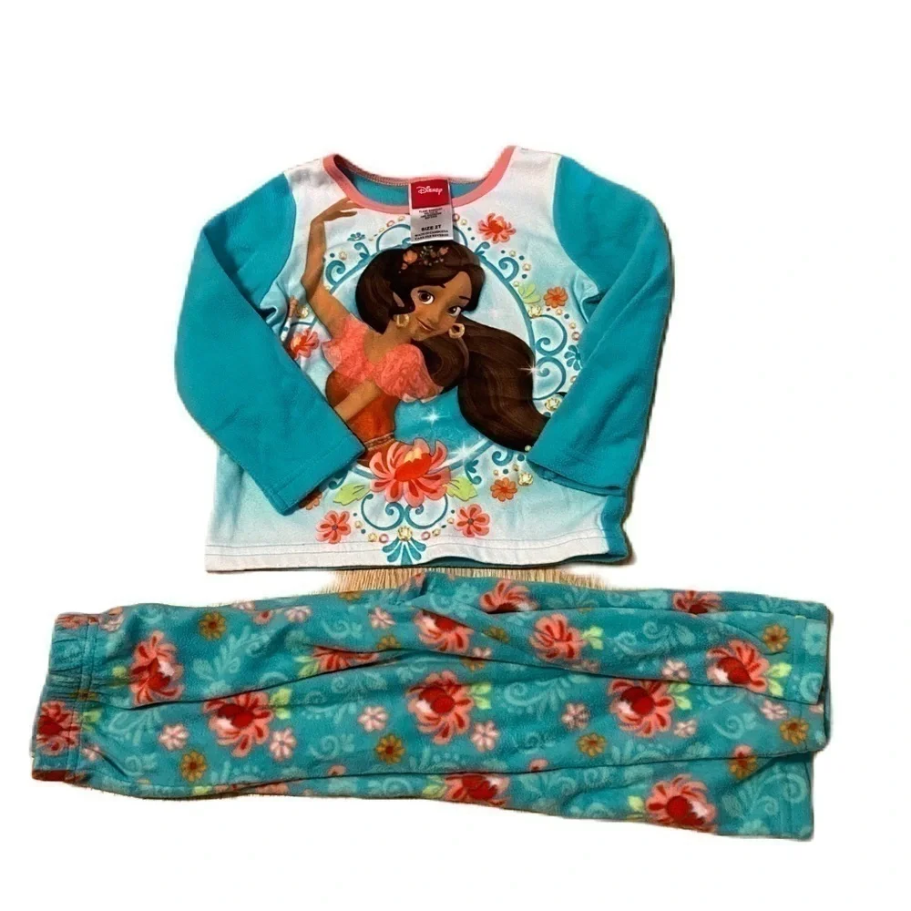 Disney Elena of Avalor Fleece Pajama Set Sz 2T Blue Princess